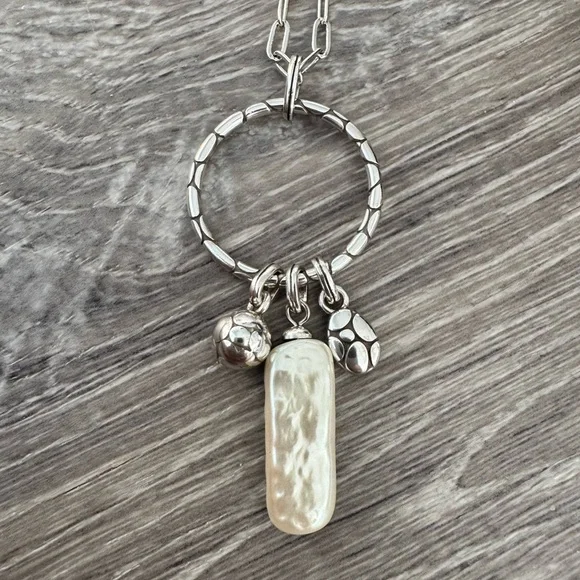 🌺BRIGHTON Pebble Pearl Charm Ring Adjustable Necklace - Picture 4 of 9